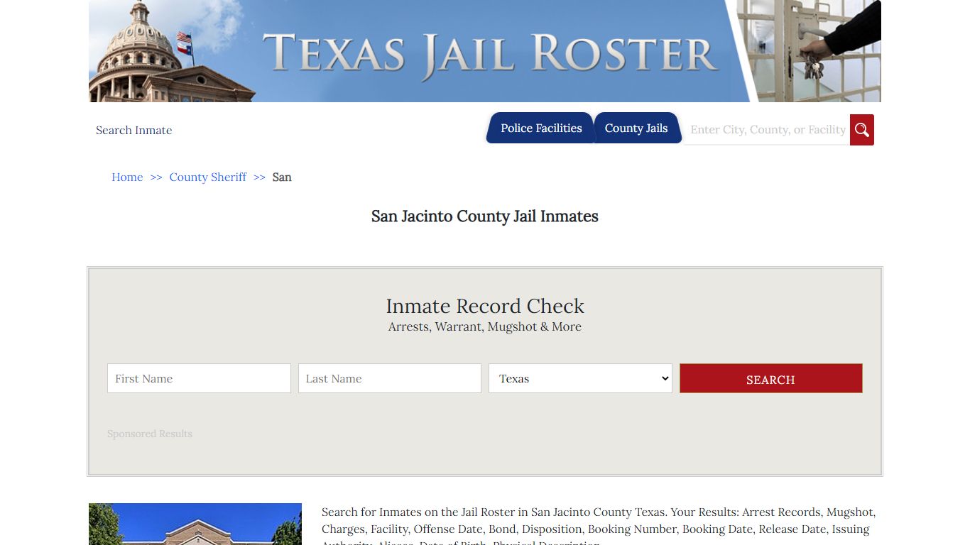 San Jacinto County Jail Inmates - Jail Roster Search